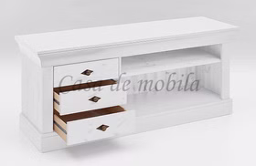 Massivholz Fernsehkommode mit schubladen 143x59x45cm BERGEN Kiefer massiv weiß lasiert casa de mobila goslar