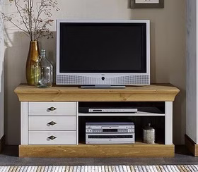 TV-Kommode 143x59x45cm BERGEN Kiefernholz weiß / gelaugt geölt TV-Kommode 143x59x45cm BERGEN Kiefer massiv weiß / gelaugt geölt Casa de mobila Goslar