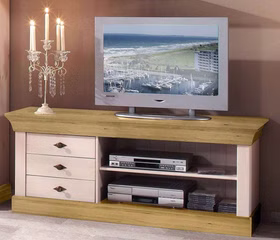 TV-Lowboard 143x59x45cm BERGEN Kiefernholz weiß / gelaugt geölt TV-Lowboard 143x59x45cm BERGEN Kiefer massiv weiß / gelaugt geölt Casa de mobila Goslar