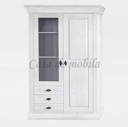 Massivholz Geschirrschrank 108x163x45cm BERGEN Kiefer massiv weiß lasiert Casa de mobila Goslar Massivholz Geschirrschrank 108x163x45cm BERGEN Kiefer massiv weiß lasiert Casa de mobila Goslar