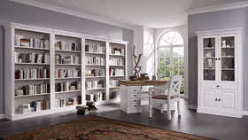 Massivholz Büroschrank Hoch 108x202x45cm BERGEN Kiefer massiv weiß Landhaus Casa de mobila Goslar