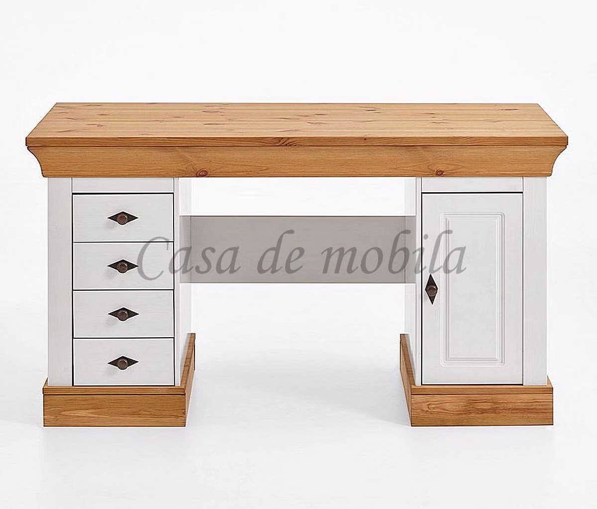 Schreibtisch 143x77x65cm BERGEN Kiefer 2farbig weiß / gelaugt geölt Computertisch landhaus 143x77x65cm BERGEN Kiefer massiv 2farbig weiß / gelaugt geölt Casa de mobila Goslar