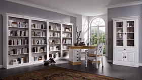 Massivholz Büro-schreibtisch 143x77x65cm BERGEN Kiefer massiv 2farbig weiß / gelaugt geölt Casa de mobila Goslar