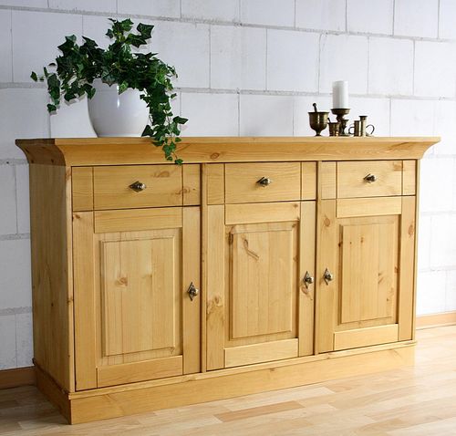 Anrichte 3-türig 143x85x45cm BERGEN Kiefer massiv gelaugt geölt