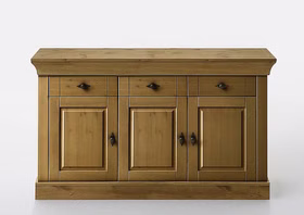 Sideboard 3-türig 143x85x45cm BERGEN Kiefer massiv Sideboard landhaus 143x85x45cm BERGEN Kiefer massiv Bernsteinfarben lackiert Casa de mobila Goslar