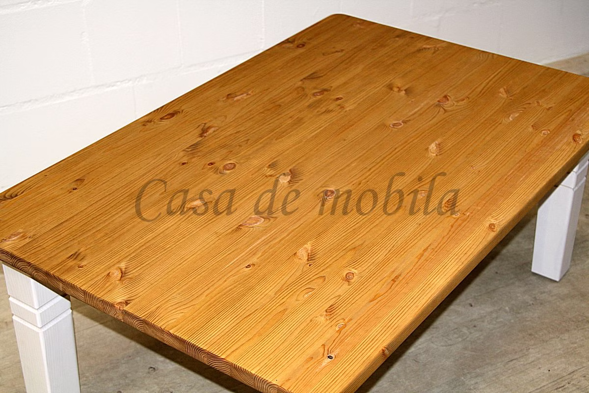Tischplatte FJORD 120x46x78cm Landhaus Kiefer massiv 2farbig weiß gelaugt geölt von Casademobila Goslar