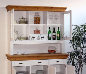 Buffetschrank 143x197x45cm BERGEN Kiefer weiß gelaugt geölt Buffetschrank 143x197x45cm BERGEN Kiefer 2farbig weiß / gelaugt geölt