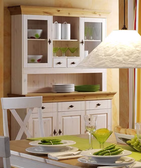 Buffetschrank 143x197x45cm BERGEN Kiefer weiß gelaugt geölt Massivholz Buffetschrank 143x197x45cm BERGEN Kiefer 2farbig weiß / gelaugt geölt