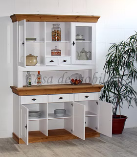Buffetschrank 143x197x45cm BERGEN Kiefer weiß gelaugt geölt Buffetschrank 3-türig BERGEN Kiefernholz massiv weiß gelaugt geölt Casa de mobila Goslar