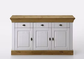 Buffetschrank 143x197x45cm BERGEN Kiefer 2farbig weiß / gelaugt geölt Buffetschrank 143x197x45cm BERGEN Kiefer 2farbig weiß / gelaugt geölt