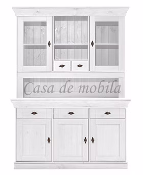 Esszimmerschrank mit aufsatz 143x197x45cm BERGEN Kiefernholz weiß lasiert Esszimmerschrank mit aufsatz 143x197x45cm BERGEN Kiefer massiv weiß lasiert Casa de mobila Goslar