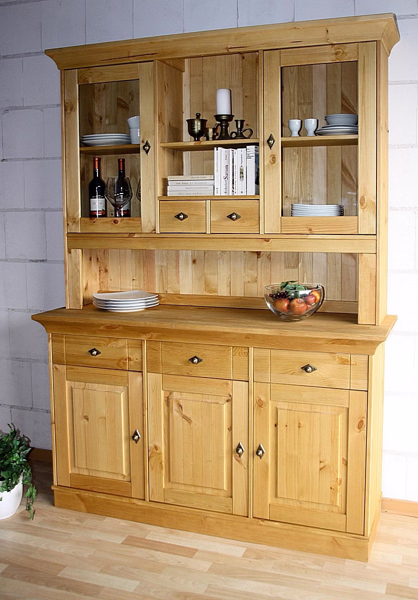 küchenschrank BERGEN breit Kiefer massiv gelaugt geölt Buffet BERGEN 143x197x45cm gelaugt geölt oder Bernsteinfarben lackiert Kiefer massiv casademobila goslar