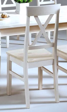Essgruppe mit Tisch 180x90 cm,kiefer weiß lasiert Essgruppe Holzstuhl Bergen weiß lasiert Kiefer massiv Casa de mobila Goslar