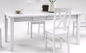 Essgruppe mit Tisch 180x90 cm,kiefer weiß lasiert Essgruppe Tisch mit schublade 180x90 cm weiß lasiert Kiefer massiv Casa de mobila Goslar
