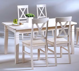Essgruppe Set 5teilig,Tisch 140x90 cm, weiß lasiert Kiefer massiv Casa de mobila Goslar