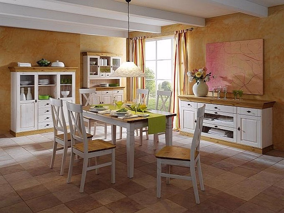 Anrichte mit schubladen 185x85x45cm BERGEN Kiefer massiv Esszimmer-kommode mit glasschubladen BERGEN weiss gelaugt geölt Kiefer massiv Casa de mobila Goslar
