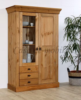 Wohnwand 3teilig 316x163x45cm BERGEN Kiefer massiv gelaugt geölt Wohnwand Geschirrschrank BERGEN Kiefer massiv gelaugt geölt Casa de mobila Goslar