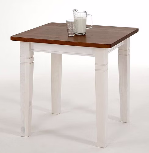 Massivholz Tisch Esstisch klein 78x78x78cm FJORD Kiefer massiv weiß / Goldbraunfarben lackiert Casa de mobila Goslar
