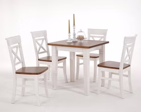 Massivholz Tisch Esstisch klein 78x78x78cm FJORD Kiefer massiv weiß / Goldbraunfarben lackiert Casa de mobila Goslar