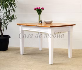kleiner massivholz esstisch 120x80 fjord kiefer massiv weiß honigfarben lackiert casademobila goslar