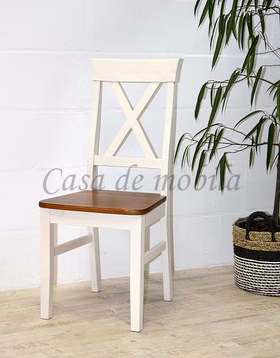 Stuhl 45x94x43cm BERGEN Kiefer weiß, bernstein lackiert Esszimmerstuhl 45x94x43cm BERGEN Kiefer 2farbig weiß lasiert bernsteinfarben lackiert Casa de mobila Goslar