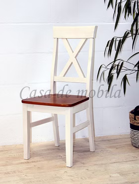 Stuhl 45x94x43cm BERGEN Kiefer weiß, bernstein lackiert Stuhl 45x94x43cm BERGEN Kiefer 2farbig weiß lasiert bernsteinfarben lackiert Casa de mobila Goslar