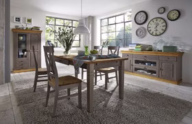 Esstisch 180x78x90cm FJORD Kiefer massiv 2farbig grau lasiert / gelaugt geölt Esstisch 180x78x90cm FJORD Kiefer massiv 2farbig grau lasiert / gelaugt geölt