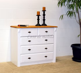 Schlafzimmer-Kommode mit schubladen 101x87x48cm EVA Kiefernholz weiß lasiert / gelaugt geölt Schlafzimmer-Kommode mit schubladen 101x87x48cm EVA Kiefer massiv weiß lasiert / gelaugt geölt Casa de mobila Goslar