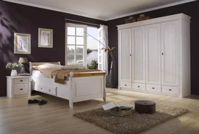Massivholz Einzelbett mit Schublade Eva 90x200cm Kiefer massiv weiß gelaugt geölt Casa de mobila Goslar Massivholz Einzelbett mit Schublade Eva 90x200cm Kiefer massiv weiß gelaugt geölt Casa de mobila Goslar