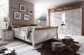 Doppelbett mit Schubladen Eva 200x200cm Kiefer massiv weiß gelaugt geölt Casa de mobila Goslar Doppelbett mit Schubladen Eva 200x200cm Kiefer massiv weiß gelaugt geölt Casa de mobila Goslar