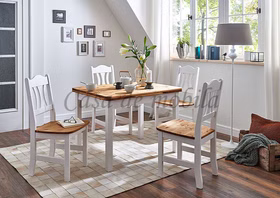 Tisch klein ausziehbar 77-127x74x77cm KARL Kiefer massiv 2farbig weiß kleiner esstisch ausziehbar 77-127x74x77cm KARL Kiefer massiv 2farbig weiß / gelaugt geölt Casa de mobila Goslar