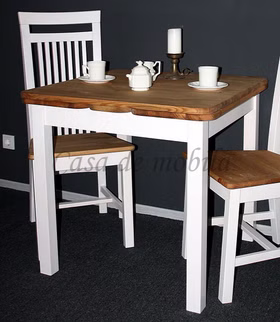 Tisch klein ausziehbar 77-127x74x77cm KARL Kiefer massiv 2farbig weiß Massivholz Küchentisch klein 77-127x77cm Kiefer massiv 2farbig weiß gelaugt geölt Casa de mobila Goslar