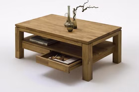 Massivholz Couchtisch mit schubladen und Ablage Höhe 45cm GORDON Asteiche massiv geölt casademobila Goslar