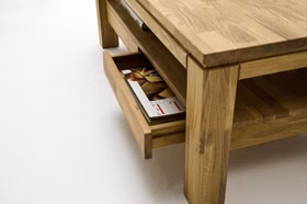 Couchtisch schubladen innen 115x45x70cm GORDON Asteiche massiv geölt casademobila Goslar