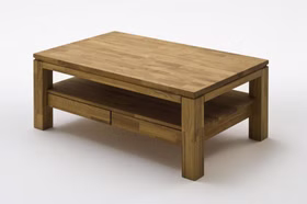 Massivholz Wohnzimmertisch mit schubladen und Ablage Höhe 45cm GORDON Asteiche massiv geölt casademobila Goslar