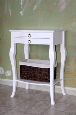Konsolentisch 57x80x40cm VENEZIA Pappel massiv weiß lackiert
