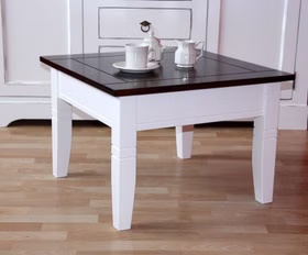 Massivholz Beistelltisch quadratisch 65x46x65cm DECOR pappel massiv weiß kolonial lackiert Casa de mobila Goslar