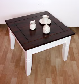 Massivholz Couchtisch quadratisch 65x46x65cm DECOR pappel massiv weiß dunkelbraun lackiert Casa de mobila Goslar
