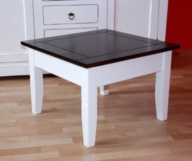 Massivholz Sofatisch quadratisch 65x46x65cm DECOR pappel massiv weiß dunkelbraun lackiert Casa de mobila Goslar