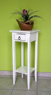 Massivholz Blumentisch mit Schubladen und Ablage 32x80x32cm Pappel massiv weiß antik lackiert Casa de mobila Goslar