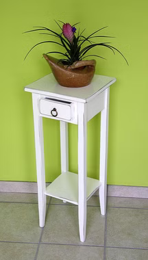 Massivholz Flurtisch mit Schubladen und Ablage 32x80x32cm Pappel massiv weiß antik Vintage lackiert Casa de mobila Goslar