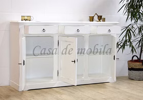 Massivholz Kommode 3tuerig TOSCANA Pappel massiv weiß antik Vintage casademobila