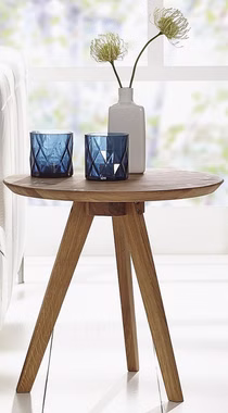 kleiner runder couchtisch olpe massivholz 50x47x50 cm Wildeiche massiv natur geölt Casa de mobila Goslar