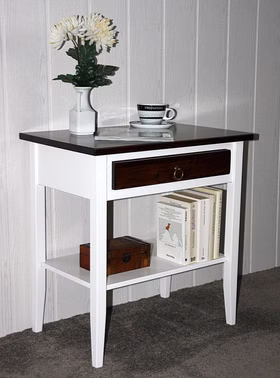 Massivholz Beistelltisch mit Ablage und Schublade DECOR 2farbig weiß nussbaumfarben casademobila Goslar Massivholz Beistelltisch mit Ablage und Schublade DECOR 2farbig weiß nussbaumfarben casademobila Goslar