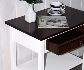Massivholz Nachtkonsole mit schublade DECOR 2farbig weiß braun nussbaumfarben casademobila Goslar Massivholz Nachtkonsole mit schublade DECOR 2farbig weiß braun nussbaumfarben casademobila Goslar