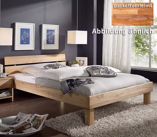 Bett 180x200 geteiltes Kopfteil Kernbuche massiv geölt