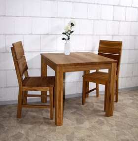Massivholz Esstisch klein 80x75x80 cm Wildeiche massiv natur geölt casademobila Goslar