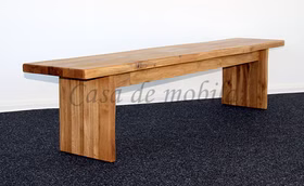 Massivholz Bank mit Baumkante und Holzbeine ZINGST 160x45x40cm Wildeiche massiv natur geölt Casa de mobila Goslar