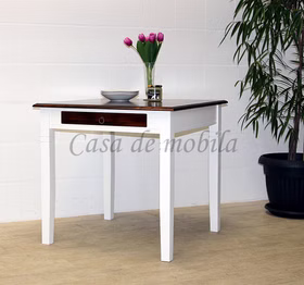 Tisch 85x80x85cm DECOR Pappel weiß Nussbaumfarben Küchentisch mit schublade 85x80x85cm DECOR Pappel massiv weiß nussbaumfarben von Casademobila Goslar
