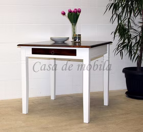 Tisch 85x80x85cm DECOR Pappel weiß Nussbaumfarben Tisch mit schublade 85x80x85cm DECOR Pappel massiv weiß nussbaumfarben von Casademobila Goslar